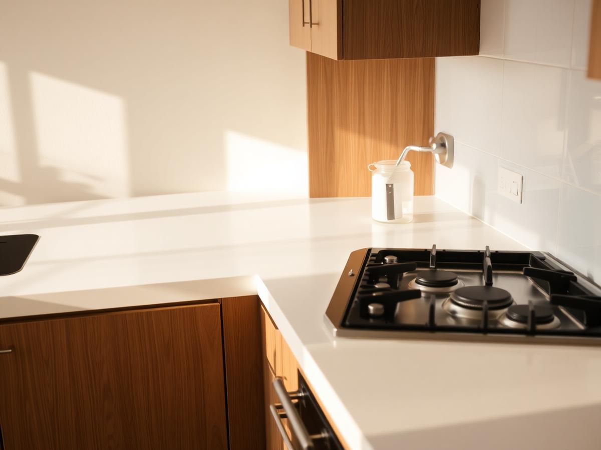 Immaculate kitchen counter after cleaning