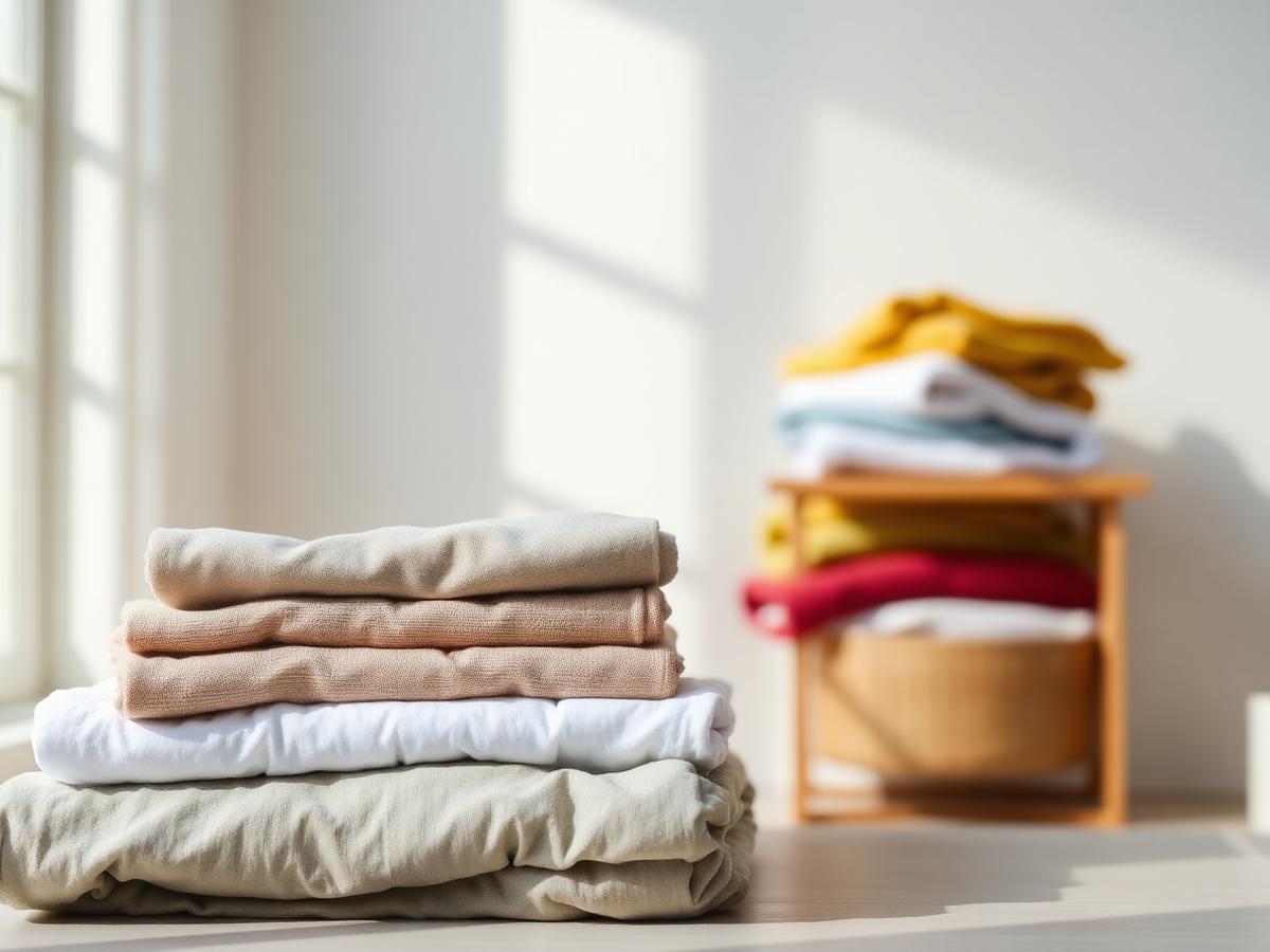 Neatly folded laundry after wash and delivery